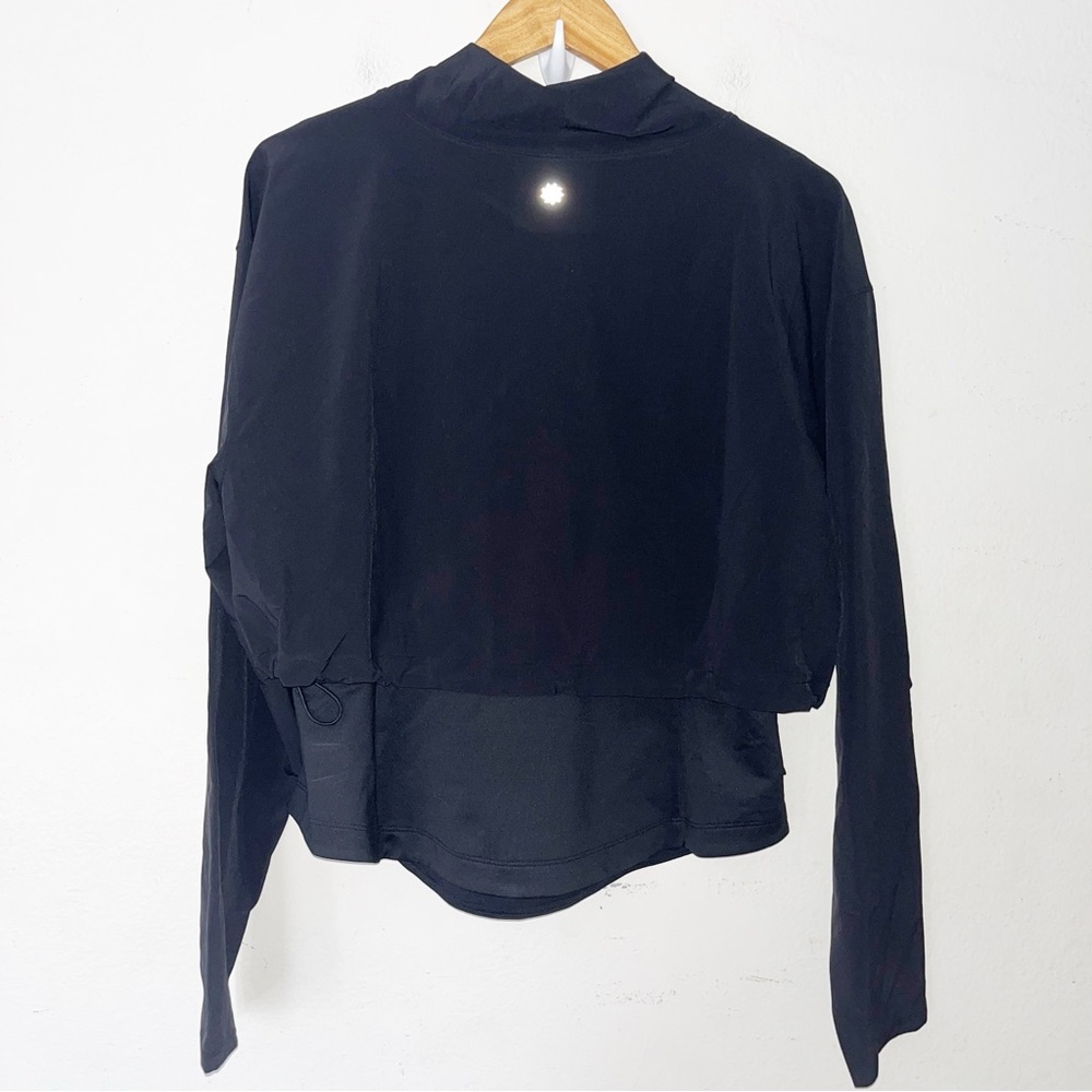 Athleta Whistler Hybrid Top Sz L Mock Neck Layered Long Sleeve Performance Black - Picture 10 of 11